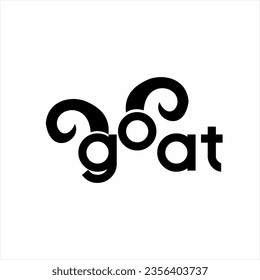 "Goat" word design with goat horn symbol on letters G and O.