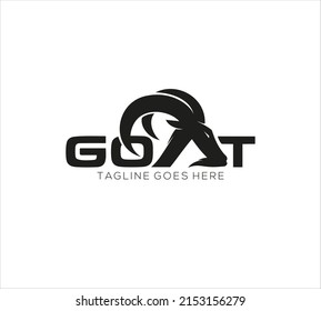 Goat wordmark design vector. goat head logo template