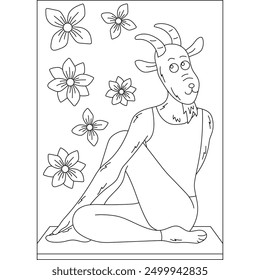 goat yoga exercise coloring book page for kids or grown adults creative coloring mindful relaxation activity