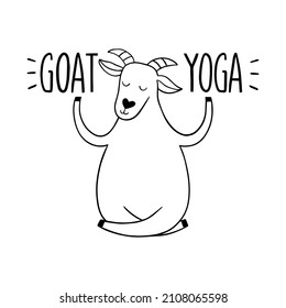 Goat yoga outline illustration. Modern fitness. Flat vector illustration of funny animal isolated on white background