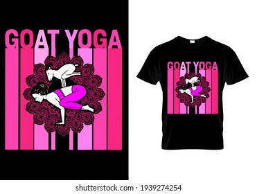 Goat yoga vector illustration print design for t shirt, mug, poster, banner, sticker, background design. Yoga with animals