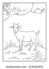 GoatColoring Page for kids. Goatcoloring book for relax and meditation.