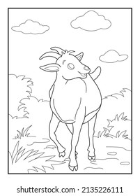 GoatColoring Page for kids. Goatcoloring book for relax and meditation.