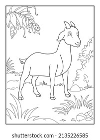 GoatColoring Page for kids. Goatcoloring book for relax and meditation.