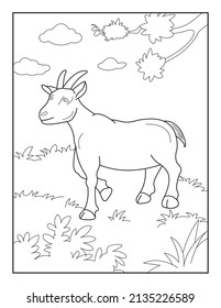GoatColoring Page for kids. Goatcoloring book for relax and meditation.