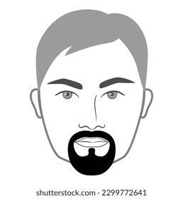 Goatee Beard style men in face illustration Circle Facial hair mustache. Van Dyke elegant Vector grey black portrait male Fashion template flat. Stylish hairstyle isolated outline on white background.