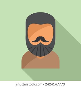 Goatee fashion beard icon flat vector. Hipster portrait. Smile mature face