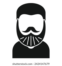 Goatee fashion beard icon simple vector. Hipster portrait. Smile mature face