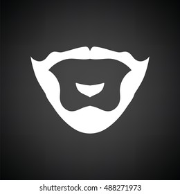 Goatee icon. Black background with white. Vector illustration.