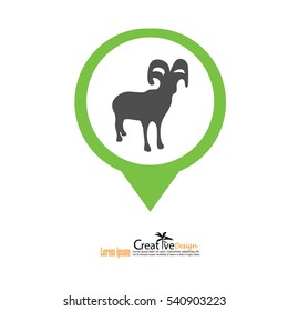 goat.goat icon with map pointer.vector illustration.