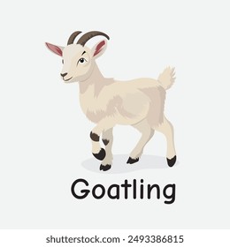 Goatling Cartoon Vector Illustration for Kids Learning, Posters, Cards, and Sublimation Prints on White Background