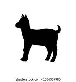 Goatling farm mammal black silhouette animal. Vector Illustrator.