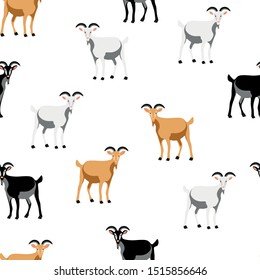 Goats animals vector seamless pattern. Concept for print, textile, cards, wallpapers