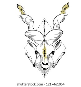 Goat's head . Graphic drawing
