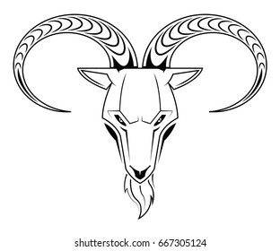 Goat's head isolated on white. Vector illustration