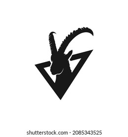 goat's head logo inside triangle design inspiration on white background