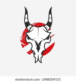 goat's head logo inside triangle design inspiration on white background