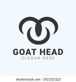 The goat's head logo is simple in black. suitable for brand logos related to goats