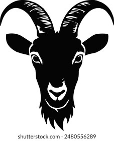 Goat's head silhouette vector art illustration