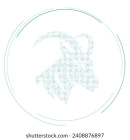 The goat's head symbol filled with teal dots. Pointillism style. Vector illustration on white background