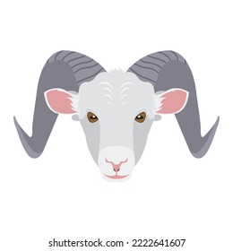 Goat's head.
Vector illustration cartoon flat icon isolated on white background.