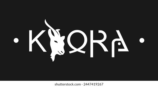 Ziegenmilch. Logo. Drucken. Vektorillustration. Weißes Logo auf schwarzem Hintergrund
