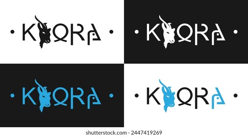 Leche de cabra. Logo. Conjunto de logotipos en diferentes colores