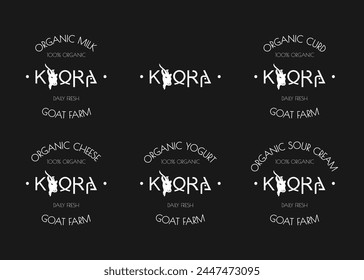 Goat's milk. Logo. Stamp. Set on a black background. Vector illustration