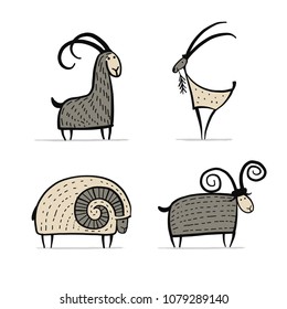 Goats and rams collection for your design