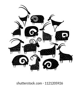 Goats and rams collection for your design