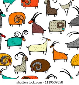Goats and rams, seamless pattern for your design