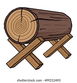 Goats for sawing icon in cartoon style isolated on white background. Sawmill and timber symbol stock vector illustration.