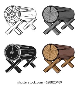 Goats for sawing icon in cartoon style isolated on white background. Sawmill and timber symbol stock vector illustration.