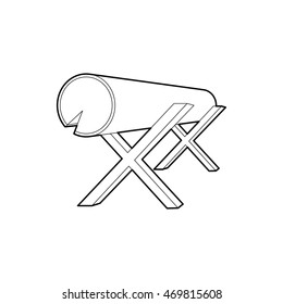 Goats for sawing logs icon in outline style isolated on white background. Felling symbol