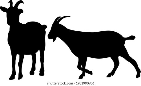 Goats in the set. Vector image.