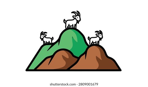 Goats standing on a mountain top