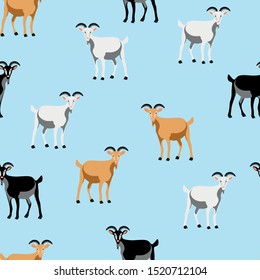 Goats vector animals seamless pattern. Concept for print, web design, cards, textile