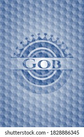 Gob blue emblem or badge with abstract geometric polygonal pattern background. Vector Illustration. Detailed. 