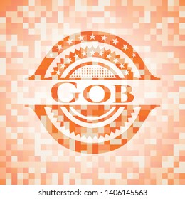 Gob orange mosaic emblem. Vector Illustration. Detailed.