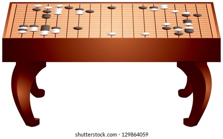 Goban, game board for the ancient far Eastern logic game of GO, national Japanese Culture realistic vector illustration