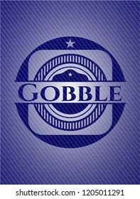 Gobble badge with denim background