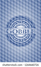 Gobble blue emblem with geometric pattern.