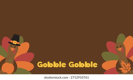Gobble Gobble.Cute Turkey. Harvest Background Pattern. Vector Template For Banner