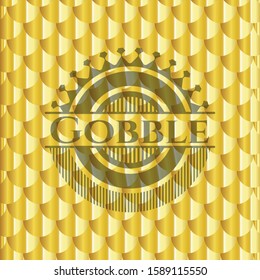 Gobble golden emblem. Scales pattern. Vector Illustration. Detailed.