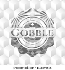Gobble realistic grey emblem with cube white background