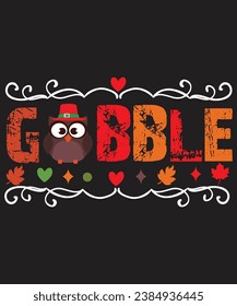 Gobble Retro,Typography, Gobble T-shirt , Turkey Face, Funny, Kids, T-shirt, Png, Cut Files For Cricut, Silhouette,