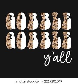 Gobble Thanksgiving Retro Wavy Vector T-shirt