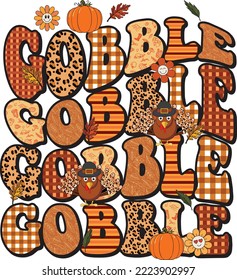 Gobble With Turkey Thanksgiving Pattern