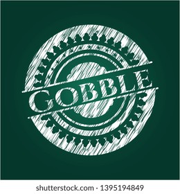 Gobble written on a blackboard. Vector Illustration. Detailed.