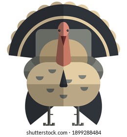 Gobbler poultry bird icon, flat vector illustration isolated on white background. Turkey, farm bird. Domestic fowls.